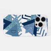 80s Luxe Abstract | Turquoise en Navy Monogram iPhone Hoesje (Achterkant horizontaal)