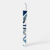 80s Luxe Abstract | Turquoise en Navy Monogram iPhone Hoesje (Rechterkant)
