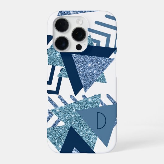 80s Luxe Abstract | Turquoise en Navy Monogram iPhone Hoesje (Achterkant)