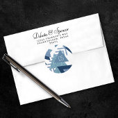 80s Luxe Abstract | Turquoise en Navy Monogram Ronde Sticker