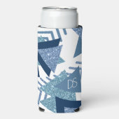 80s Luxe Abstract | Turquoise en Navy Monogram Seltzer Blikjeskoeler (Seltzer Voorkant)