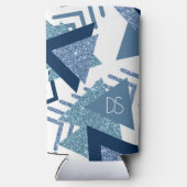 80s Luxe Abstract | Turquoise en Navy Monogram Seltzer Blikjeskoeler (Achterkant)