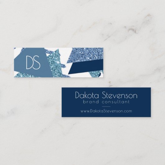 80s Luxe Abstract | Turquoise en Navy Website Mini Visitekaartje (Voorkant / Achterkant)