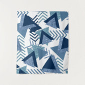 80s Luxe Abstract | Turquoise en Navyblauwe Vormen Wandkleed (Voorkant)