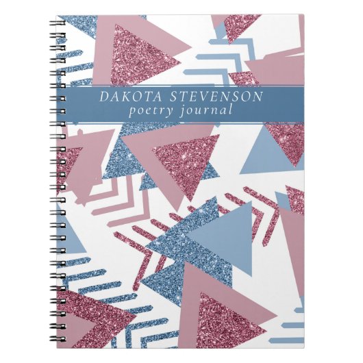 80s Maan Abstract | Dusty Mauve en Blue Poetry Notitieboek (Voorkant)