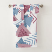 80s Maan Abstract | Dusty Mauve Roze en blauw Bad Handdoek (Insitu)