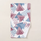 80s Maan Abstract | Dusty Mauve Roze en blauw Bad Handdoek (Handdoek)