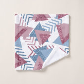 80s Maan Abstract | Dusty Mauve Roze en blauw Bad Handdoek (Wasdoekje)