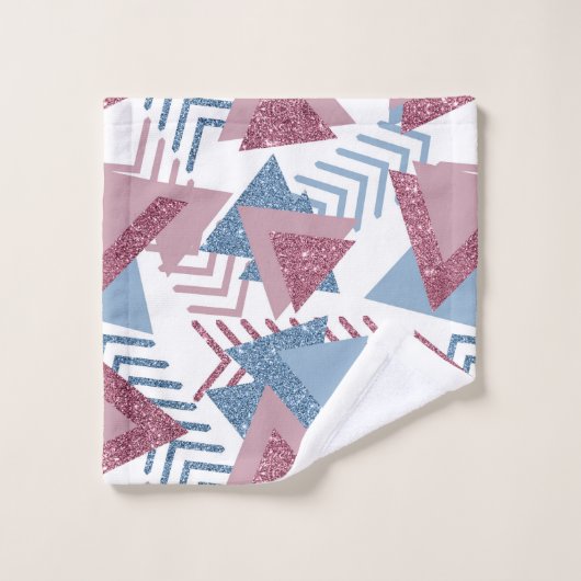 80s Maan Abstract | Dusty Mauve Roze en blauw Bad Handdoek (Wasdoekje)