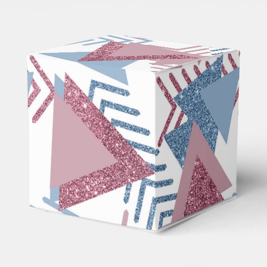 80s Maan Abstract | Dusty Mauve Roze en blauw Bedankdoosjes (Achterkant)