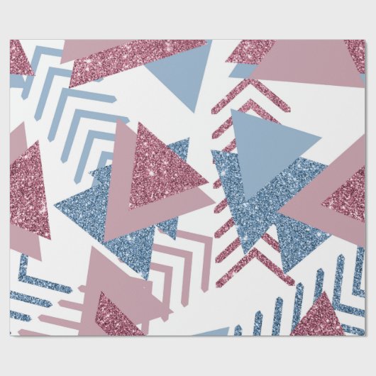 80s Maan Abstract | Dusty Mauve Roze en blauw Cadeaupapier (Vlak)