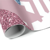 80s Maan Abstract | Dusty Mauve Roze en blauw Cadeaupapier (Rol Hoek)