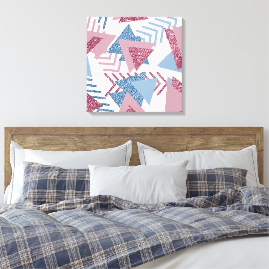 80s Maan Abstract | Dusty Mauve Roze en blauw Canvas Afdruk (Insitu (Slaapkamer))