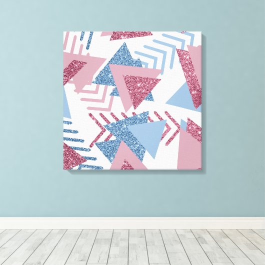 80s Maan Abstract | Dusty Mauve Roze en blauw Canvas Afdruk (Insitu (Houten vloer))