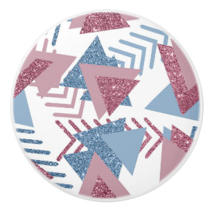 80s Maan Abstract Dusty Mauve Roze en blauw Keramische Knop