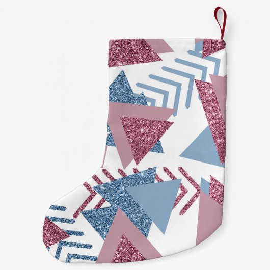 80s Maan Abstract | Dusty Mauve Roze en blauw Kleine Kerstsok (Achterkant)