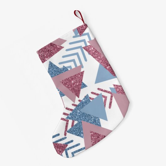 80s Maan Abstract | Dusty Mauve Roze en blauw Kleine Kerstsok (Achterkant (Hangend))