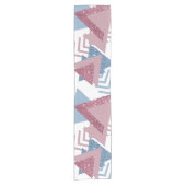 80s Maan Abstract | Dusty Mauve Roze en blauw Korte Tafelloper (Voorkant)