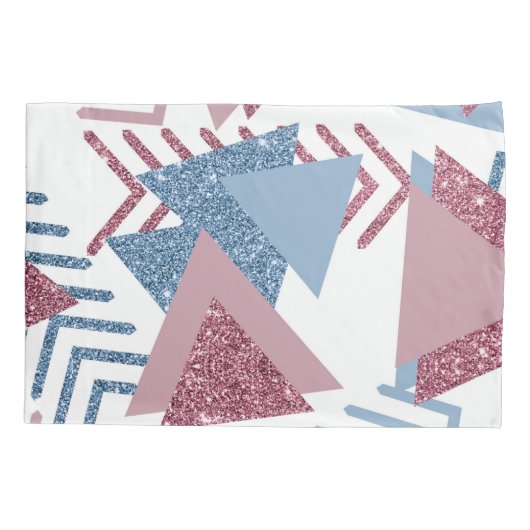 80s Maan Abstract | Dusty Mauve Roze en blauw Kussensloop (Achterkant)