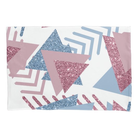 80s Maan Abstract | Dusty Mauve Roze en blauw Kussensloop (Voorkant)