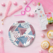 80s Maan Abstract | Dusty Mauve Roze en blauw Papieren Bordje (Feest)