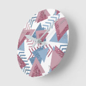 80s Maan Abstract | Dusty Mauve Roze en blauw Ronde Klok (Hoek)