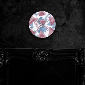 80s Maan Abstract | Dusty Mauve Roze en blauw Ronde Klok