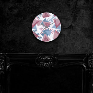 80s Maan Abstract   Dusty Mauve Roze en blauw Ronde Klok