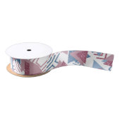 80s Maan Abstract | Dusty Mauve Roze en blauw Satijnen Lint (Spoel)