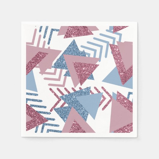 80s Maan Abstract | Dusty Mauve Roze en blauw Servet (Voorkant)