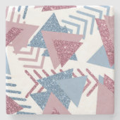 80s Maan Abstract | Dusty Mauve Roze en blauw Stenen Onderzetter (Voorkant)