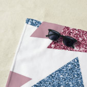 80s Maan Abstract | Dusty Mauve Roze en blauw Strandlaken (In situ)