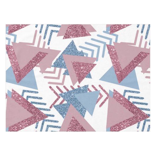 80s Maan Abstract | Dusty Mauve Roze en blauw Tafelkleed (Voorkant (Horizontaal))