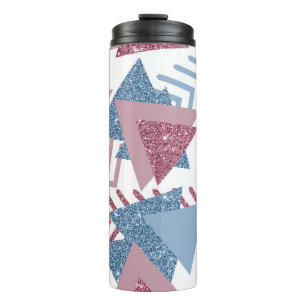 80s Maan Abstract Dusty Mauve Roze en blauw Thermosbeker