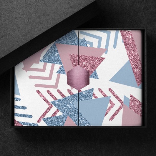 80s Maan Abstract | Dusty Mauve Roze en blauw Tissuepapier