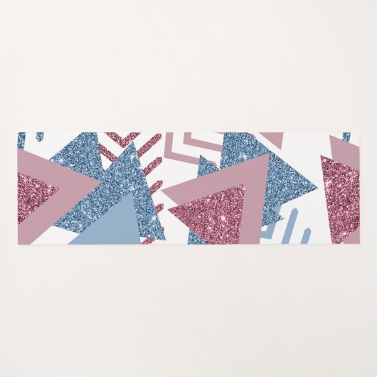 80s Maan Abstract | Dusty Mauve Roze en blauw Yogamat (Achterkant (horizontaal))