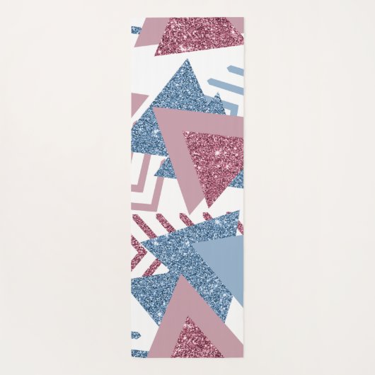 80s Maan Abstract | Dusty Mauve Roze en blauw Yogamat (Achterkant)