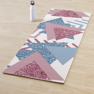 80s Maan Abstract Dusty Mauve Roze en blauw Yogamat