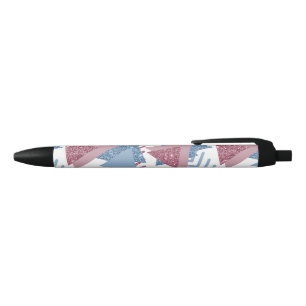 80s Maan Abstract   Dusty Mauve Roze en blauw Zwarte Inkt Pen