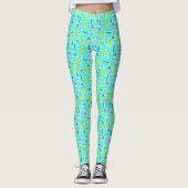80s Memphis Abstracte vormen op lichtblauw Leggings (Voorkant)
