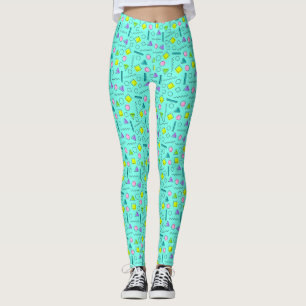 80s Memphis Abstracte vormen op lichtblauw Leggings