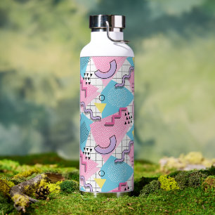 80's Memphis Actief Roze Lichtblauw Waterfles
