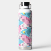 80's Memphis Actief Roze Lichtblauw Waterfles (Achterkant)