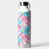 80's Memphis Actief Roze Lichtblauw Waterfles (Voorkant)