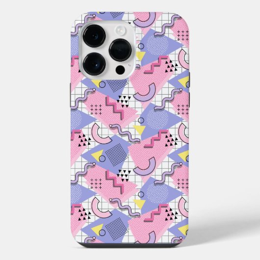 80's Memphis Actieve Roze Lila iPhone Hoesje (Achterkant)