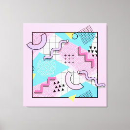 80's Memphis Active Pink Light Blue Canvas Afdruk