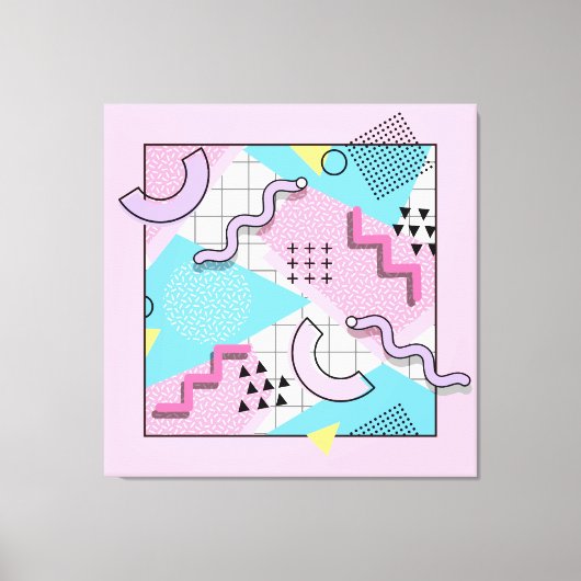 80's Memphis Active Pink Light Blue Canvas Afdruk (Voorkant)