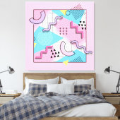 80's Memphis Active Pink Light Blue Canvas Afdruk (Insitu (Slaapkamer))