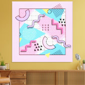 80's Memphis Active Pink Light Blue Canvas Afdruk (Insitu (Woonkamer))