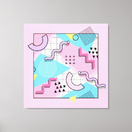 80's Memphis Active Pink Light Blue Canvas Afdruk